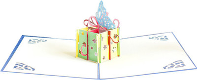

Jholmaal 3d Birthday box 3D Pop Up Cards, Gift box Birthday Cards with Envelopes Greeting Card(Blue, Pack of 1)
