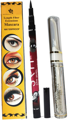 

SENECIO Long lasting Waterproof Transparent & Dark Black Mascara With Eye Liner(Set of 3)