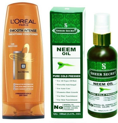 SHEER SECRET NEEM OIL 100 ML (PURE COLDPRESSED) and CONDITIONER SMOOTH INTENSE 175ML(Set of 2)