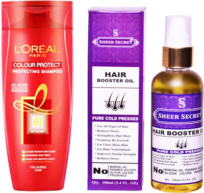 

SHEER SECRET HAIR BOOSTER OIL 100 ML (PURE COLDPRESSED) and COLOUR PROTECT SHAMPOO 175ML(Set of 2)