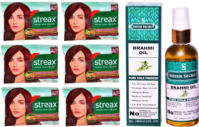 

SHEER SECRET BRAHMI OIL 100 ML (PURE COLDPRESSED) and COLOUR 6 SACHET CINNAMON RED NO. 5.66(Set of 7)