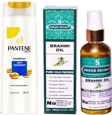 

SHEER SECRET BRAHMI OIL 100ML (PURE COLD PRESSED) and PANTENE 180 ML ANTI DANDRUFF SHAMPOO(Set of 2)