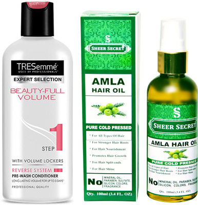 

SHEER SECRET AMLA OIL 100ML (PURE COLD PRESSED) and TRESEMME 190 ML BEAUTIFULL VOLUME CONDITIONER(Set of 2)