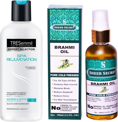 

SHEER SECRET BRAHMI OIL 100ML (PURE COLD PRESSED) and 190 ML SPA REJUVENATION CONDITIONER(Set of 2)