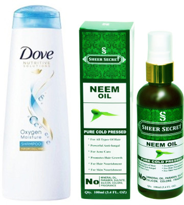 

SHEER SECRET NEEM OIL 100ML (PURE COLD PRESSED) and 180 ML OXYGEN MOISTURE SHAMPOO(Set of 2)
