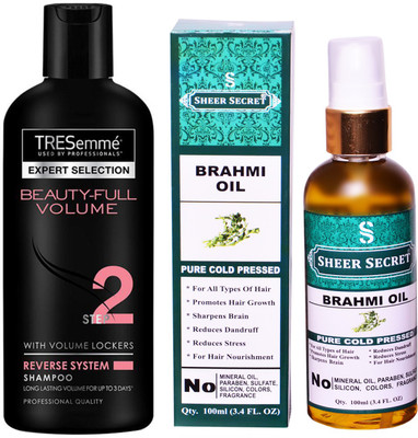 

SHEER SECRET BRAHMI OIL 100ML (PURE COLD PRESSED) and TRESEMME 190 ML BEAUTIFULL VOLUME SHAMPOO(Set of 2)
