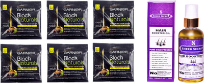 

SHEER SECRET HAIR BOOSTER OIL 100 ML (PURE COLDPRESSED) and HAIR COLOUR 6 SACHET BROWN BLACK NO. 3(Set of 2)