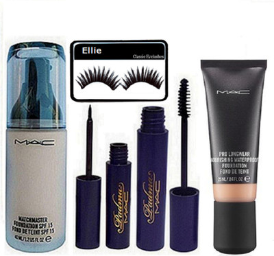 

ellie Eyelashes,Mac Matchmaster Foundation, Padma Eyeliner and Mascara,Prolong Wear Nourishing Foundation(Set of 5)