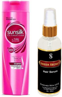

SHEER SECRET HAIR SERUM 100ML and SUNSILK LUSCIOUSLY THICK AND LONG SHAMPOO 340 ML(Set of 2)