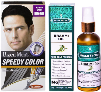 

SHEER SECRET BRAHMI OIL 100 ML (PURE COLDPRESSED) and SPEEDY HAIR COLOUR NATURAL BLACK NO. 101(Set of 2)