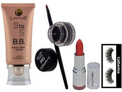 

catherine eyelashes, gel eyeliner, BB Bright benefit cream, lipstick(Set of 4)