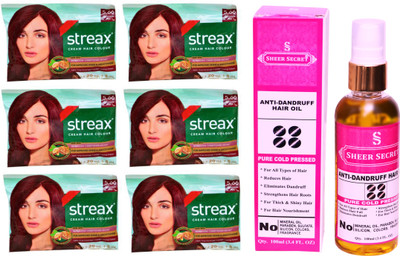 

SHEER SECRET ANTI DANDRUFF OIL 100 ML (PURE COLDPRESSED) and COLOUR 6 SACHET CINNAMON RED NO. 5.66(Set of 7)