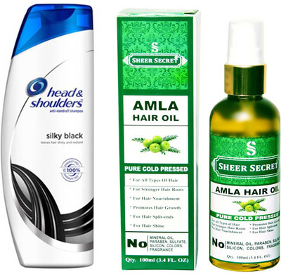 

SHEER SECRET AMLA OIL 100ML (PURE COLD PRESSED) and HEAD & SHOULDERS 180 ML SILKY BLACK SHAMPOO(Set of 2)
