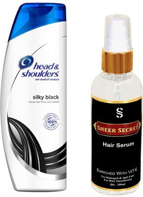 

SHEER SECRET HAIR SERUM 100ML and HEAD & SHOULDERS 360 ML SILKY BLACK SHAMPOO(Set of 2)