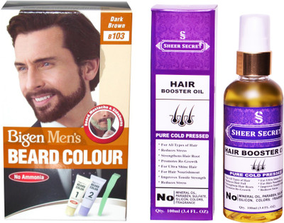 

SHEER SECRET HAIR BOOSTER OIL 100 ML (PURE COLDPRESSED) and BEARD COLOUR DARK BROWN NO. 103(Set of 2)