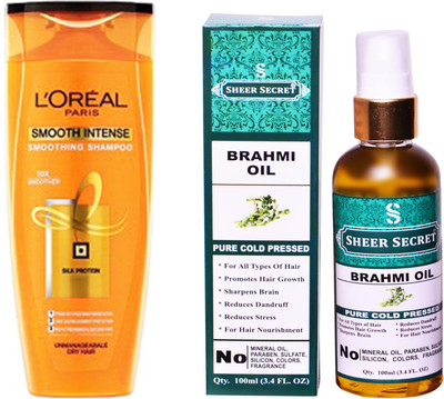 

SHEER SECRET BRAHMI OIL 100 ML (PURE COLDPRESSED) and SMOOTH INTENSE SHAMPOO 175ML(Set of 2)