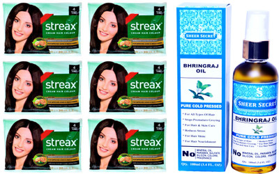 

SHEER SECRET BHRINGRAJ OIL 100 ML (PURE COLDPRESSED) and COLOUR 6 NATURAL BROWN SACHET NO. 4(Set of 7)