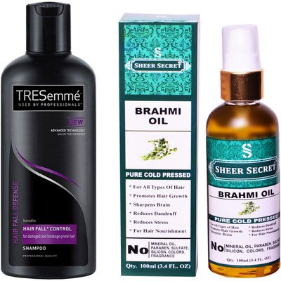 

SHEER SECRET BRAHMI OIL 100ML (PURE COLD PRESSED) and TRESEMME 190 ML HAIR FALL DEFENCE SHAMPOO(Set of 2)