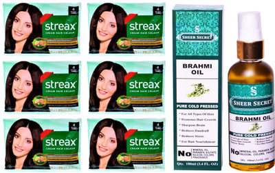 

SHEER SECRET BRAHMI OIL 100 ML (PURE COLDPRESSED) and COLOUR 6 NATURAL BROWN SACHET NO. 4(Set of 7)