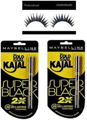 

Professional Eyelashes &Deep Black 0.35g Super Black Kajal (Set of 3)(Set of 3)