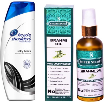 

SHEER SECRET BRAHMI OIL 100ML (PURE COLD PRESSED) and HEAD & SHOULDERS 180 ML SILKY BLACK SHAMPOO(Set of 2)