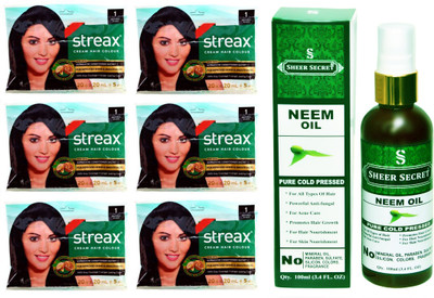 

SHEER SECRET NEEM OIL 100 ML (PURE COLDPRESSED) and COLOUR 6 NATURAL BLACK SACHET NO. 1(Set of 7)
