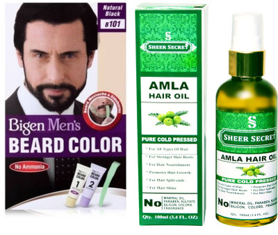 

SHEER SECRET AMLA HAIR OIL 100 ML (PURE COLDPRESSED) and BEARD COLOUR NATURAL BLACK NO. 101(Set of 2)