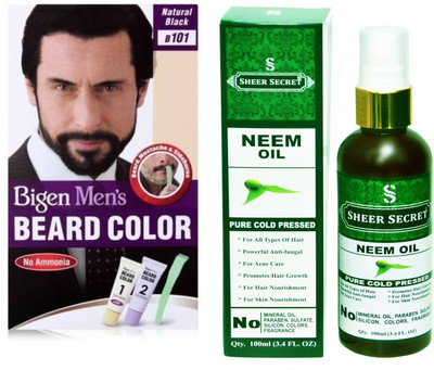 

SHEER SECRET NEEM OIL 100 ML (PURE COLDPRESSED) and BEARD COLOUR NATURAL BLACK NO. 101(Set of 2)