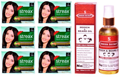 

SHEER SECRET MOOCH AND BEARD OIL 100 ML (PURE COLDPRESSED) and COLOUR 6 NATURAL BROWN SACHET NO. 4(Set of 7)