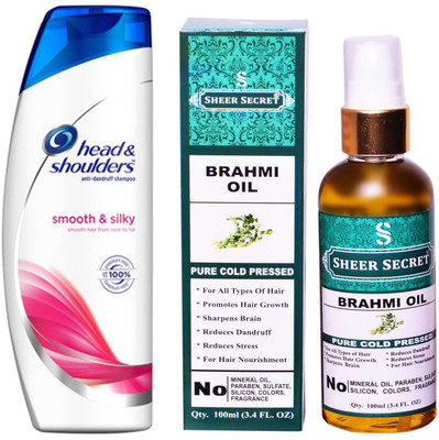 

SHEER SECRET BRAHMI OIL 100ML (PURE COLD PRESSED) and HEAD & SHOULDERS 180 ML SMOOTH AND SILKY SHAMPOO(Set of 2)