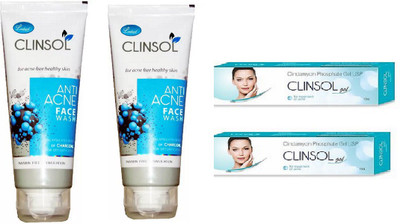 

leeford Clinsol Anti Acne Gel (15x2g) CLINSOL Face Wash (Pack of 2)(Set of 4)