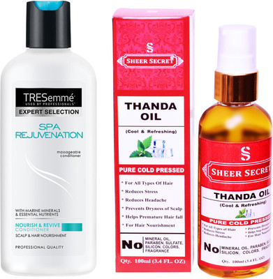 

SHEER SECRET THANDA OIL 100ML (PURE COLD PRESSED) and 190 ML SPA REJUVENATION CONDITIONER(Set of 2)