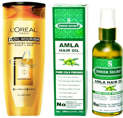 

SHEER SECRET AMLA OIL 100 ML (PURE COLDPRESSED) and 6 OIL NOURISH SHAMPOO 175ML(Set of 2)