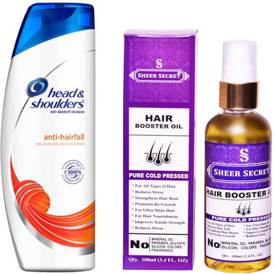 SHEER SECRET HAIR BOOSTER OIL 100ML (PURE COLD PRESSED) and HEAD & SHOULDERS 360 ML ANTI HAIRFALL SHAMPOO(Set of 2)
SHEER SECRET HAIR BOOSTER OIL 100ML (PURE COLD PRESSED) and HEAD & SHOULDERS 360 ML ANTI HAIRFALL SHAMPOO(Set of 2)