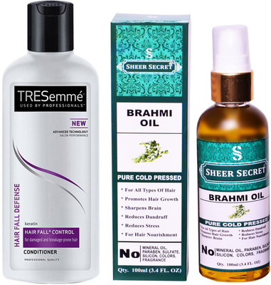 

SHEER SECRET BRAHMI OIL 100ML (PURE COLD PRESSED) and TRESEMME 190 ML HAIR FALL DEFENCE CONDITIONER(Set of 2)