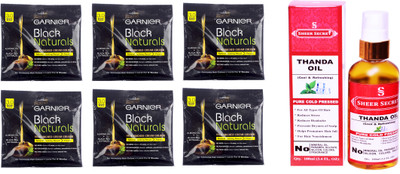 

SHEER SECRET THANDA OIL 100 ML (PURE COLDPRESSED) and HAIR COLOUR 6 SACHET BROWN BLACK NO. 3(Set of 2)