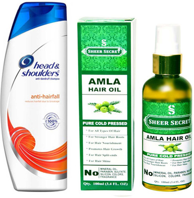 

SHEER SECRET AMLA OIL 100ML (PURE COLD PRESSED) and HEAD & SHOULDERS 360 ML ANTI HAIRFALL SHAMPOO(Set of 2)