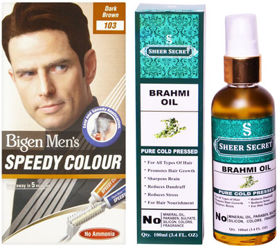 

SHEER SECRET BRAHMI OIL 100 ML (PURE COLDPRESSED) and SPEEDY HAIR COLOUR DARK BROWN NO. 103(Set of 2)