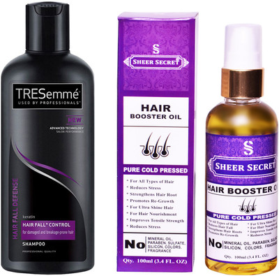 

SHEER SECRET HAIR BOOSTER OIL 100ML (PURE COLD PRESSED) and TRESEMME 190 ML HAIR FALL DEFENCE SHAMPOO(Set of 2)