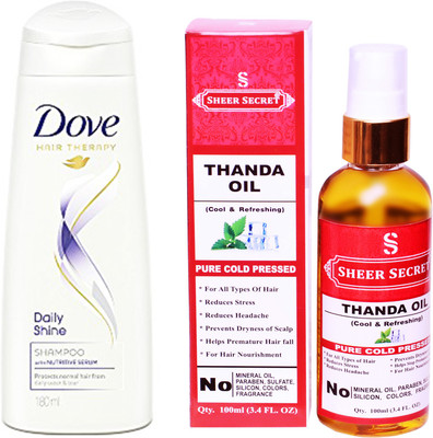 

SHEER SECRET THANDA OIL 100ML (PURE COLD PRESSED) and 180 ML DAILY SHINE SHAMPOO(Set of 2)