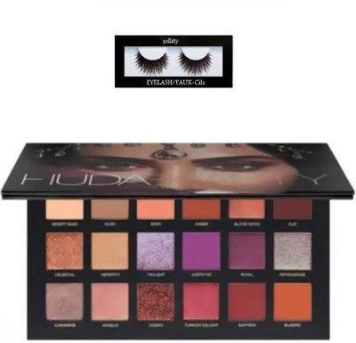 

jollity Eyelash And Huda Beauty DESERT DUSK EYESHADOW PALLETE WITH 1 PAIR EYELASHES 6 g (Multicolor)(Set of 2)