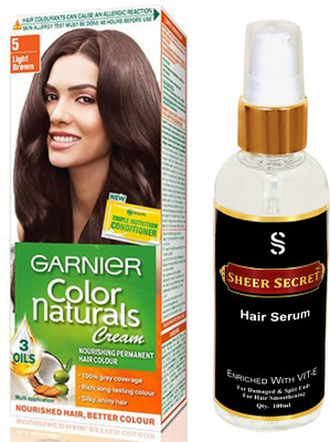

SHEER SECRET HAIR SERUM 100 ML (PURE COLDPRESSED) and HAIR COLOUR BOX LIGHT BROWN NO. 5(Set of 2)