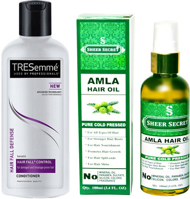 

SHEER SECRET AMLA OIL 100ML (PURE COLD PRESSED) and TRESEMME 190 ML HAIR FALL DEFENCE CONDITIONER(Set of 2)
