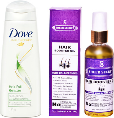 

SHEER SECRET HAIR BOOSTER OIL 100ML (PURE COLD PRESSED) and 180 ML HAIRFALL RESCUE SHAMPOO(Set of 2)