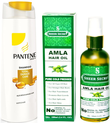 

SHEER SECRET AMLA HAIR OIL 100ML (PURE COLD PRESSED) and PANTENE TOTAL DAMAGE CARE SHAMPOO 340 ML(Set of 2)