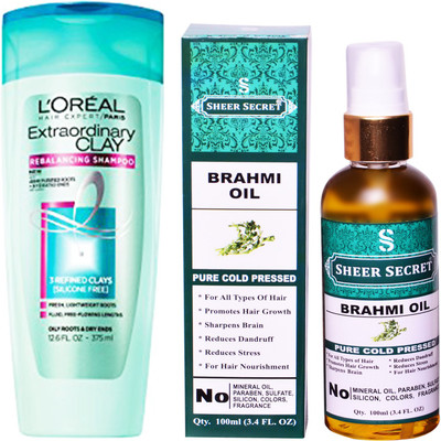 

SHEER SECRET BRAHMI OIL 100 ML (PURE COLDPRESSED) and EXTRA ORDINARY CLAY SHAMPOO 175ML(Set of 2)