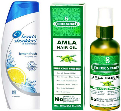 

SHEER SECRET AMLA OIL 100ML (PURE COLD PRESSED) and HEAD & SHOULDERS 180 ML LEMON FRESH SHAMPOO(Set of 2)