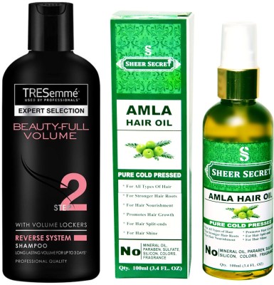 

SHEER SECRET AMLA OIL 100ML (PURE COLD PRESSED) and TRESEMME 190 ML BEAUTIFULL VOLUME SHAMPOO(Set of 2)