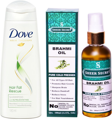 

SHEER SECRET 100ML (PURE COLD PRESSED) and 180 ML HAIRFALL RESCUE SHAMPOO(Set of 2)