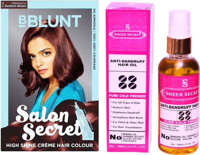 

SHEER SECRET ANTI DANDRUFF OIL 100 ML (PURE COLDPRESSED) and HAIR COLOUR MAHOGANY REDDISH BROWN NO. 5.32(Set of 2)